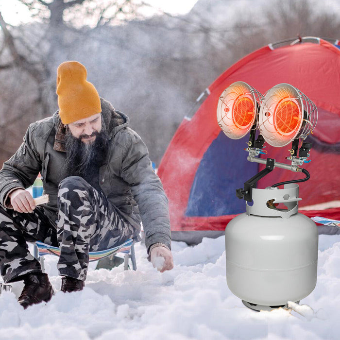 30000 BTU Dual Head Tank Top Outdoor Heater with 2 Burners