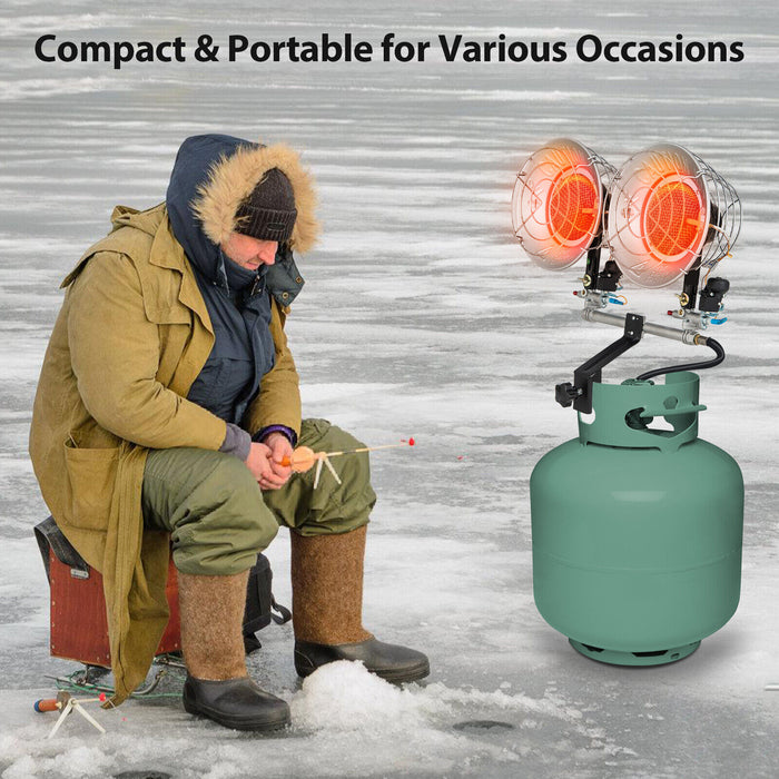 30000 BTU Dual Head Tank Top Outdoor Heater with 2 Burners