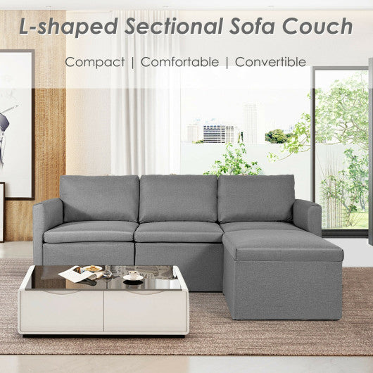 Convertible L-Shaped Sectional Sofa Couch with Reversible Chaise-Dark Gray