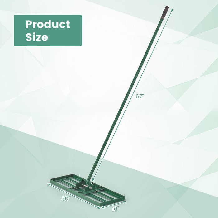 30/36/42 x 10 Inch Lawn Leveling Rake with Ergonomic Handle-30 inches