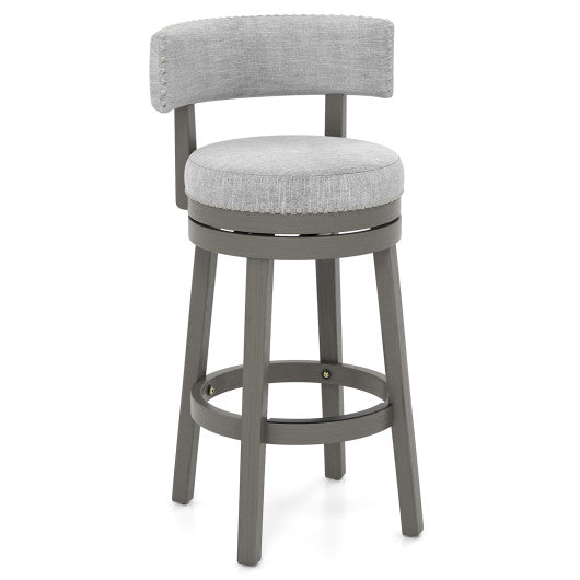 27/31 Inch Swivel Bar Stool with Upholstered Back Seat and Footrest-31 inches