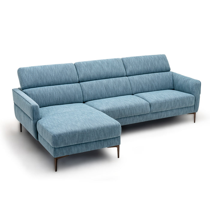 105 Inch L-Shaped Sofa Couch with 3 Adjustable Headrests-Blue