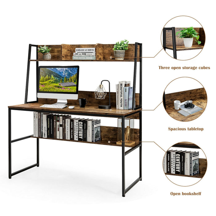 47-Inch Computer Desk Writing Study Table Workstation-Rustic Brown