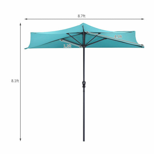 9Ft Patio Bistro Half Round Umbrella -Turquoise