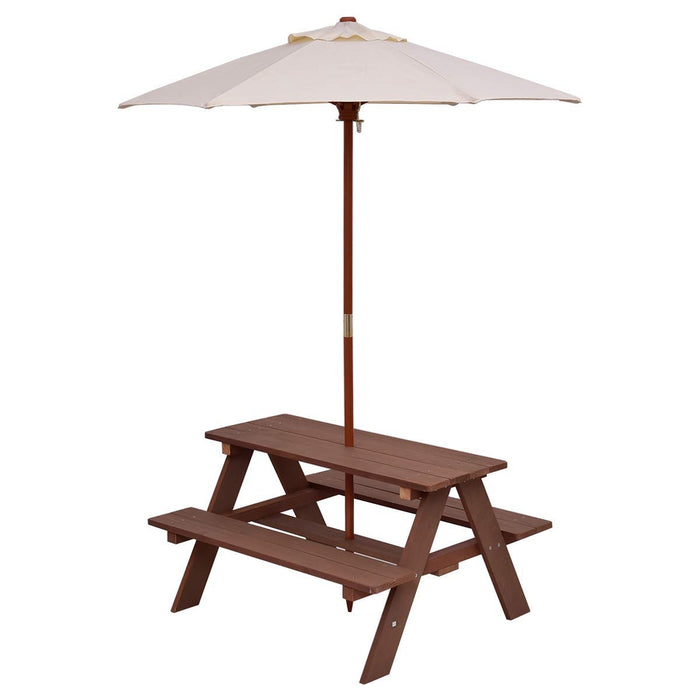 Outdoor 4-Seat Kid's Picnic Table Bench with Umbrella