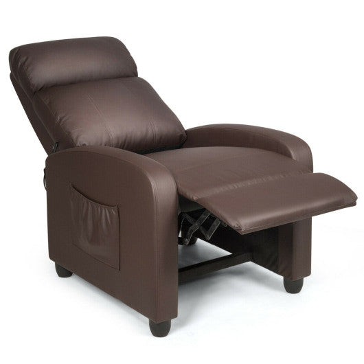 Recliner Sofa Wingback Chair with Massage Function-Brown