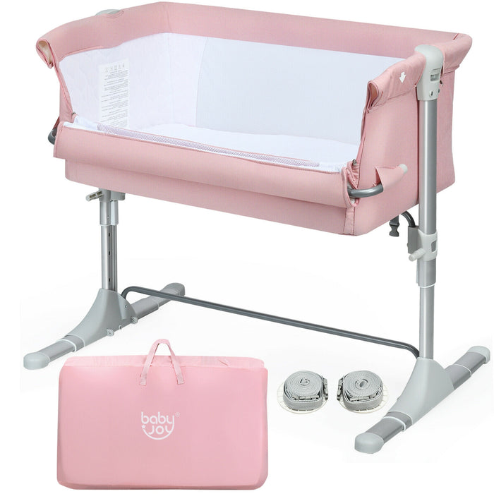 Travel Portable Baby Bed Side Sleeper  Bassinet Crib with Carrying Bag-Pink