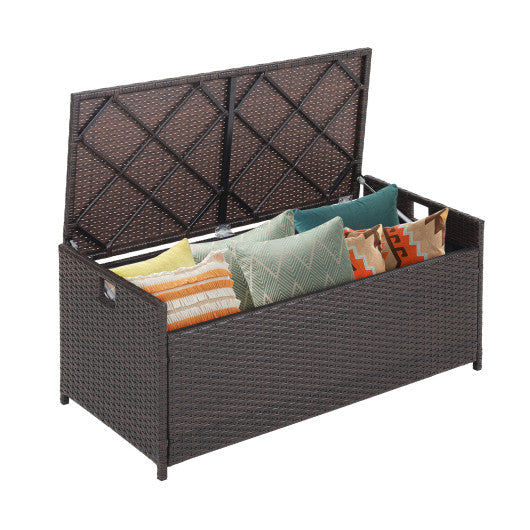 34 Gallon Patio Storage Bench with Seat Cushion and Zippered Liner