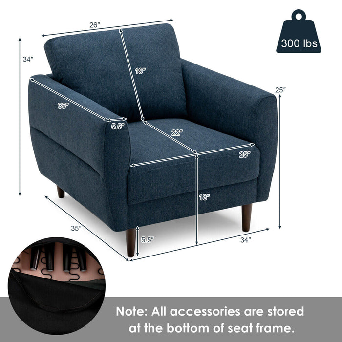 Modern Upholstered Accent Chair Single Sofa Armchair-Navy