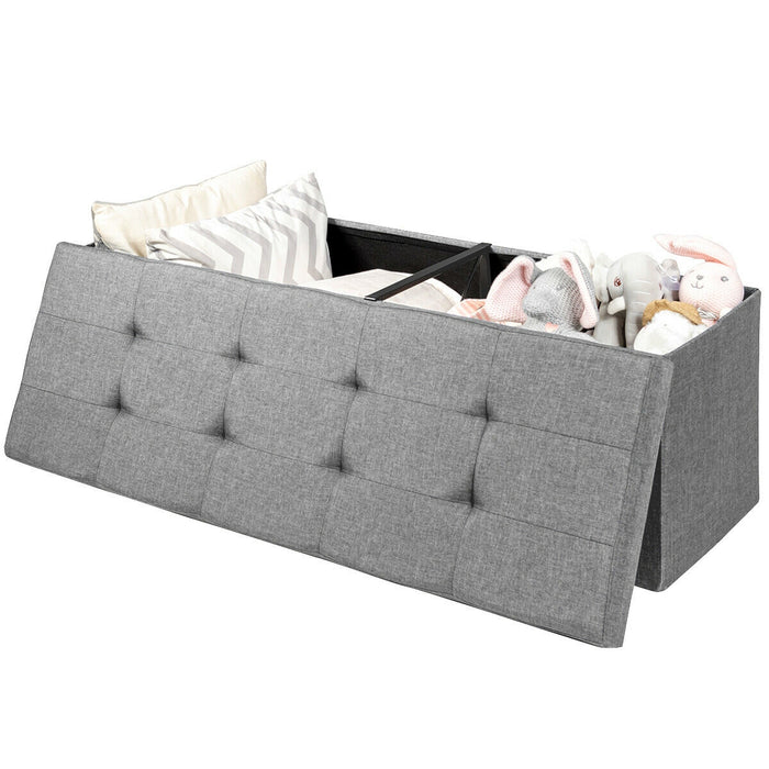 Fabric Folding Storage with Divider Bed End Bench-Light Gray