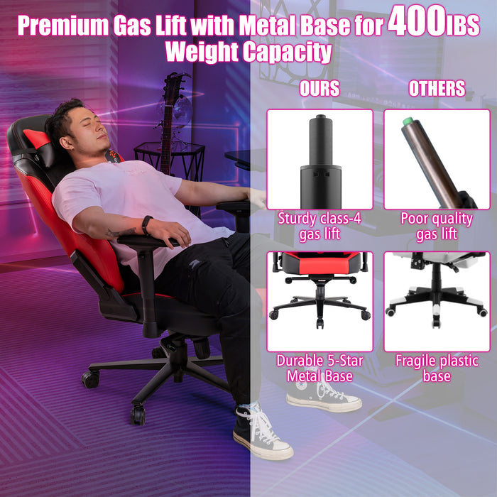 360Â° Swivel Computer Chair with Casters for Office Bedroom-Red