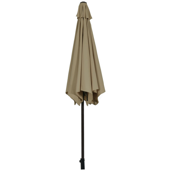 9 ft Outdoor Market Patio Table Umbrella Push Button Tilt Crank Lift-Tan