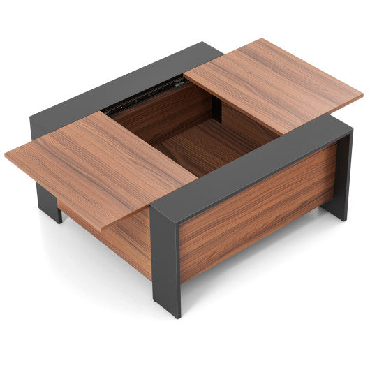 36.5 Inch Coffee Table with Sliding Top and Hidden Compartment-Walnut