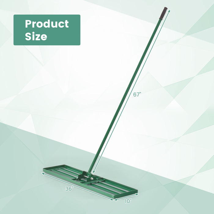 30/36/42 x 10 Inch Lawn Leveling Rake with Ergonomic Handle-36 inches