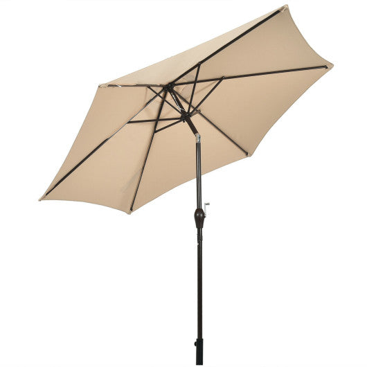 9 ft Outdoor Market Patio Table Umbrella Push Button Tilt Crank Lift-Beige