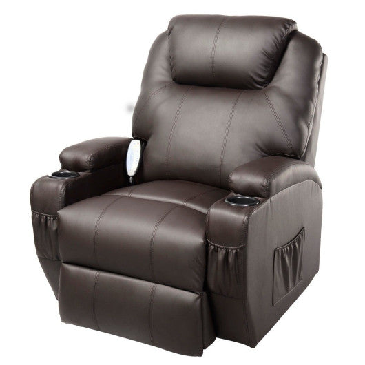 Ergonomic Heated Massage Recliner Sofa Chair Deluxe Lounge Executive w/ Control-brown