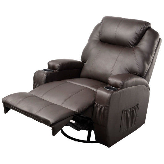 Ergonomic Heated Massage Recliner Sofa Chair Deluxe Lounge Executive w/ Control-brown