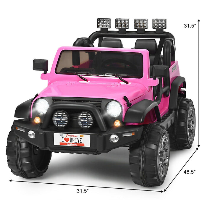 12V 2-Seater Ride on Car Truck with Remote Control and Storage Room-Pink