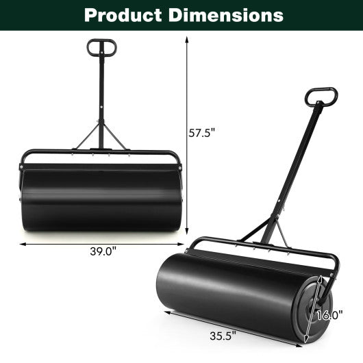 39 Inch Wide Push/Tow Lawn Roller-Black