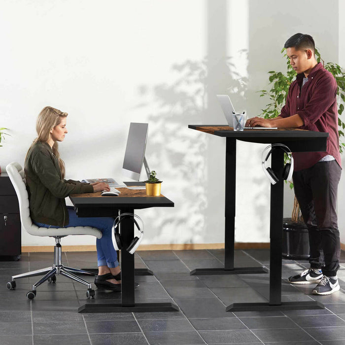 48 Inch Electric Sit to Stand Desk with Keyboard Tray-Rustic Brown