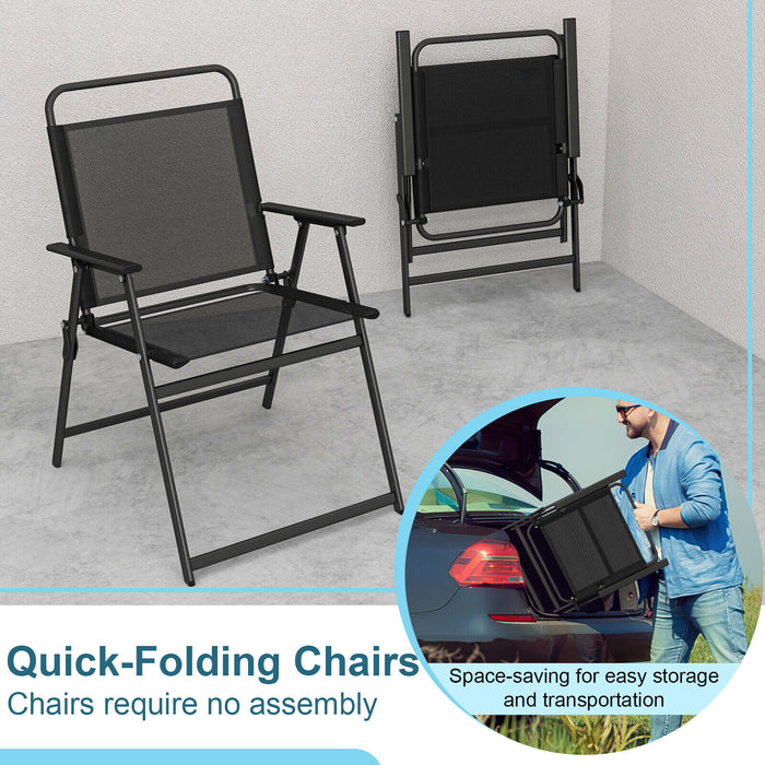 3 Pieces Patio Folding Conversation Chairs and Table-Black