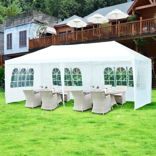 10 x 20 Feet 6 Sidewalls Canopy Tent with Carry Bag-White