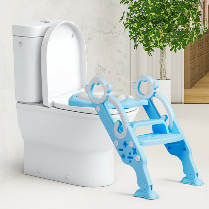 Adjustable Foldable Toddler Toilet Training Seat Chair-Blue