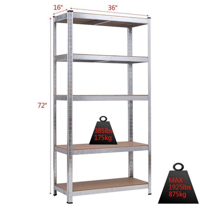 72 Inch Storage Shelf Steel Metal 5 Levels Adjustable Shelves