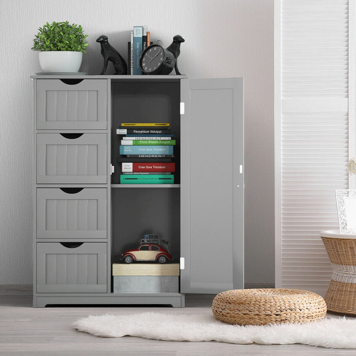 Standing Indoor Wooden Cabinet with 4 Drawers-Gray