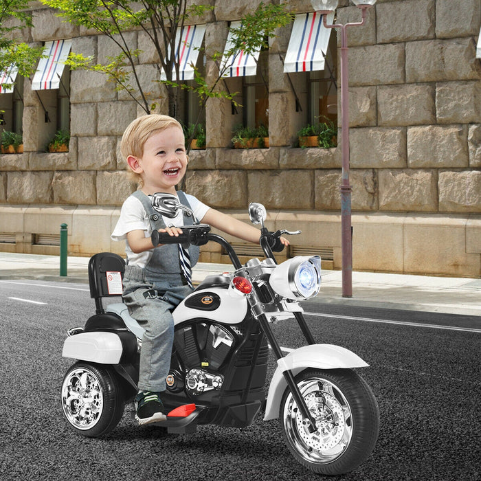 6V 3 Wheel Kids Motorcycle-White