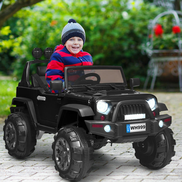 12V Kids Ride On Truck with Remote Control and Double Magnetic Door-Black