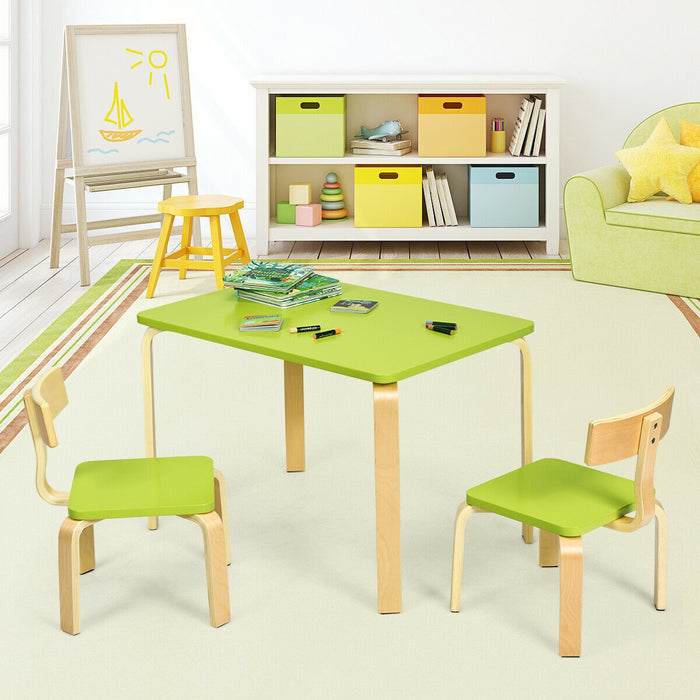 3 Piece Kids Wooden Activity Table and 2 Chairs Set-Green