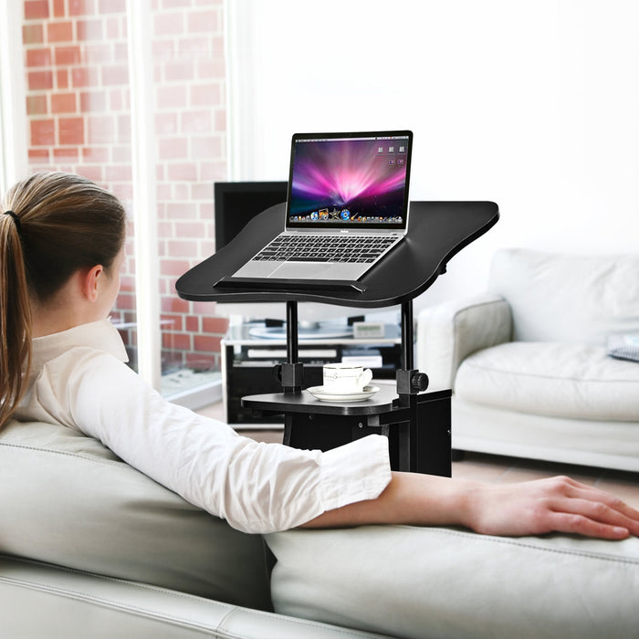 Sit-to-Stand Laptop Desk Cart Height Adjustable with Storage-Black