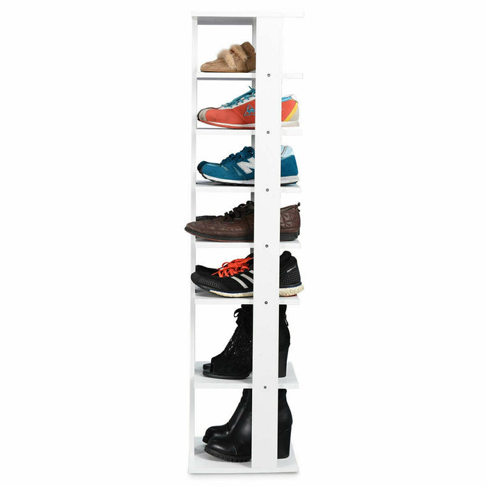 Wooden Shoes Storage Stand 7 Tiers Shoe Rack Organizer Multi-shoe Rack Shoebox-White