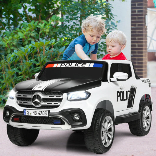 12V 2-Seater Kids Ride On Car Licensed Mercedes Benz X Class RC with Trunk-Black & White