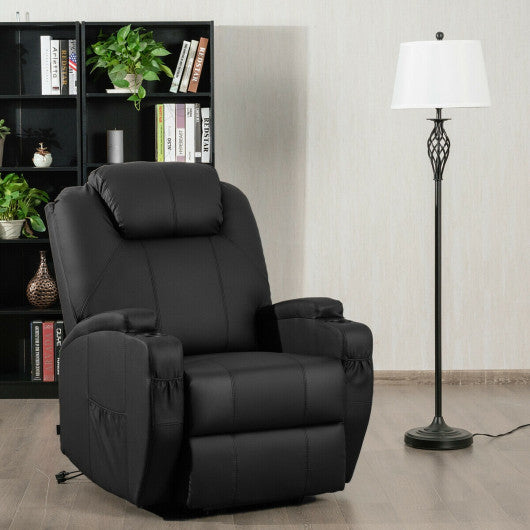 Power Lift Recliner Chair with Massage and Heat for Elderly with Remote Control-Black