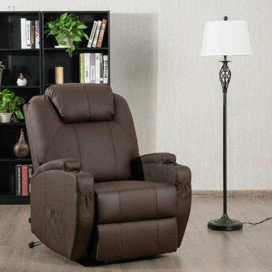 Power Lift Recliner Chair with Massage and Heat for Elderly with Remote Control-Brown