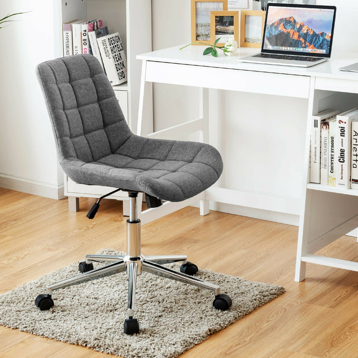 Fabric Adjustable Mid-Back Armless Office Swivel Chair