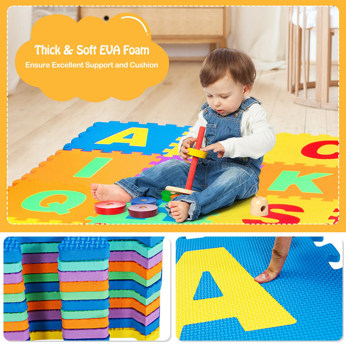 Kids Foam Interlocking Puzzle Play Mat with Alphabet and Numbers 72 Pieces Set