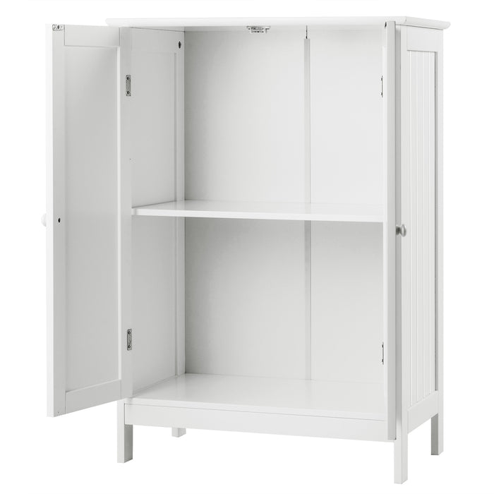 Bathroom Floor Storage Double Door Cupboard Cabinet-White