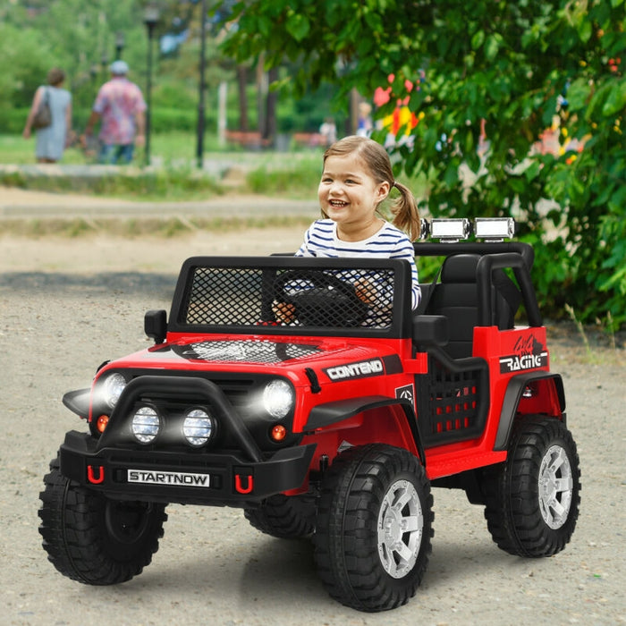 12V Kids Remote Control Electric Ride On Truck Car with Lights and Music -Red