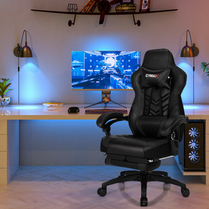 Adjustable Gaming Chair with Footrest and Lumbar Cushion for Office-Black