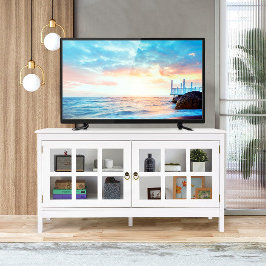 50 Inch Modern Wood Large TV Stand Entertainment Center for TV-White