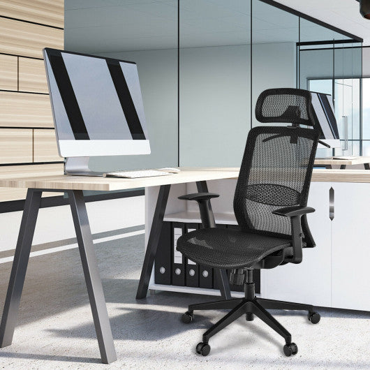 Height Adjustable Ergonomic High Back Mesh Office Chair with Hange-Black