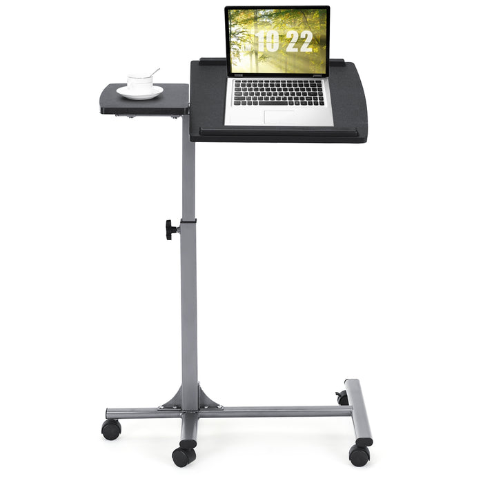 Adjustable Angle Height Rolling Laptop Table-Black