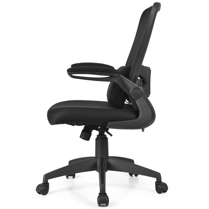 Ergonomic Desk Chair with Lumbar Support and Flip up Armrest-Black