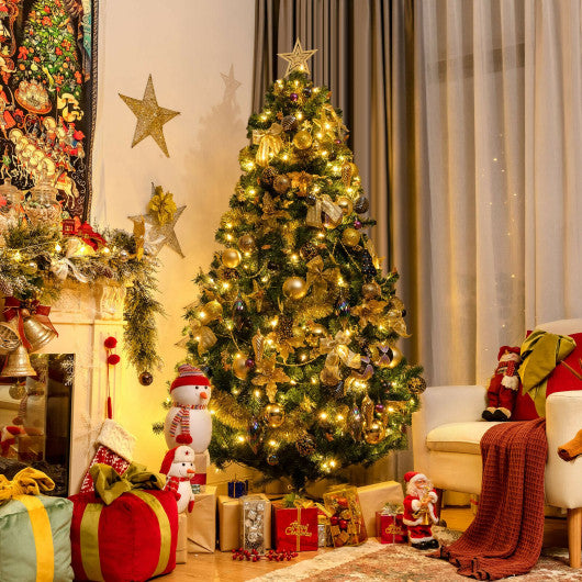 Pre-Lit Artificial Christmas Tree wIth Ornaments and Lights