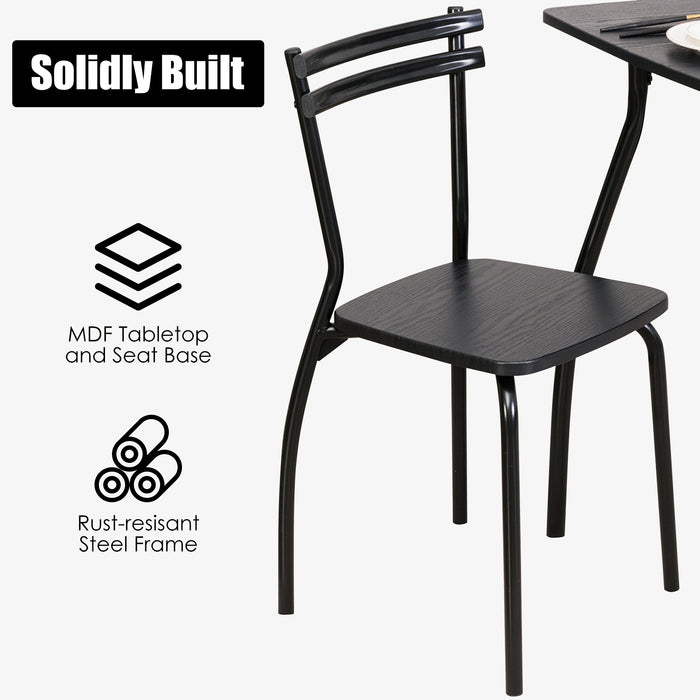 5 Pieces Dining Table Set with 4 Chairs and Backrests