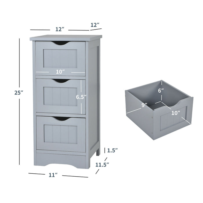 Bathroom Floor Freestanding Storage Organizer with 3 Drawers-Gray