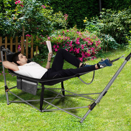 Portable Folding Hammock with Hammock Stand-Black